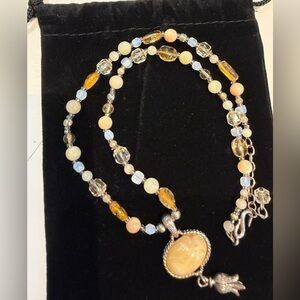 Vintage Oscar De La Renta 18" Costume Jewelry Necklace Faux Gemstones Beaded